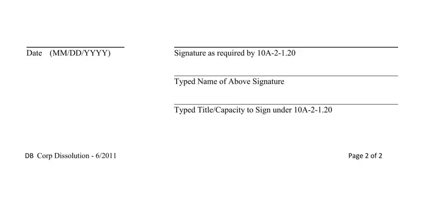 Date, Page  of, and Typed Name of Above Signature of dissolution of business in alabama