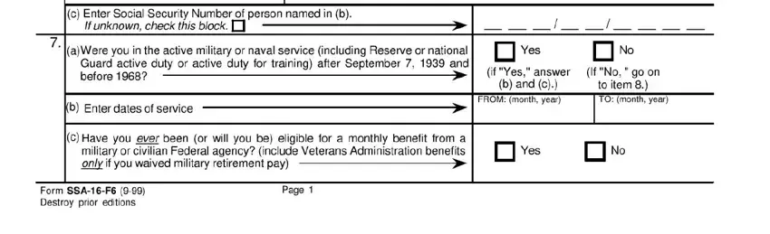 Filling out section 3 in ssa 16 intend