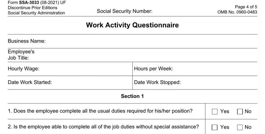 Step no. 4 in completing social work questionnaire