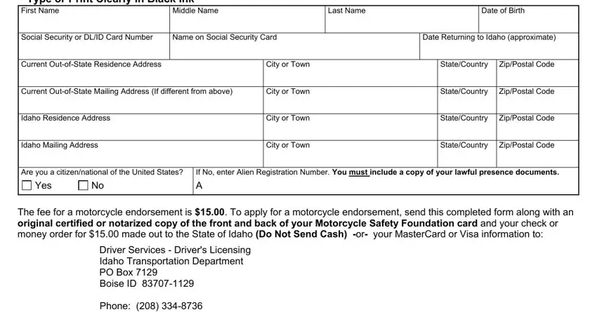 Form Itd 3063 completion process outlined (portion 1)