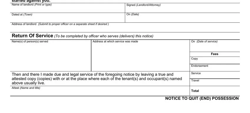 Total, On Date of service, and If you have not moved out of the in notice to quit template
