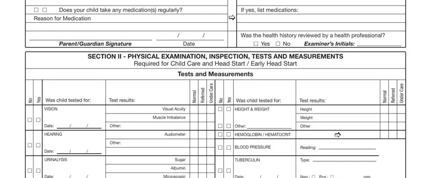s e Y, Examiners Initials, and o N inside health care appraisal