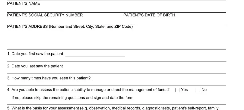 Are you able to assess the, Date you last saw the patient, and Date you first saw the patient of ssa 787 printable form