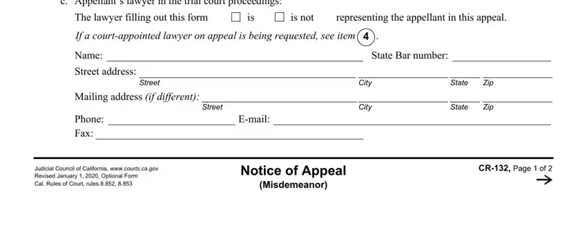 Step # 2 of filling out county misdomeanor appeal forms
