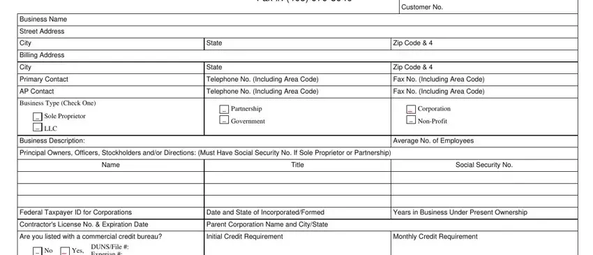 Filling out part 1 in herc credit application