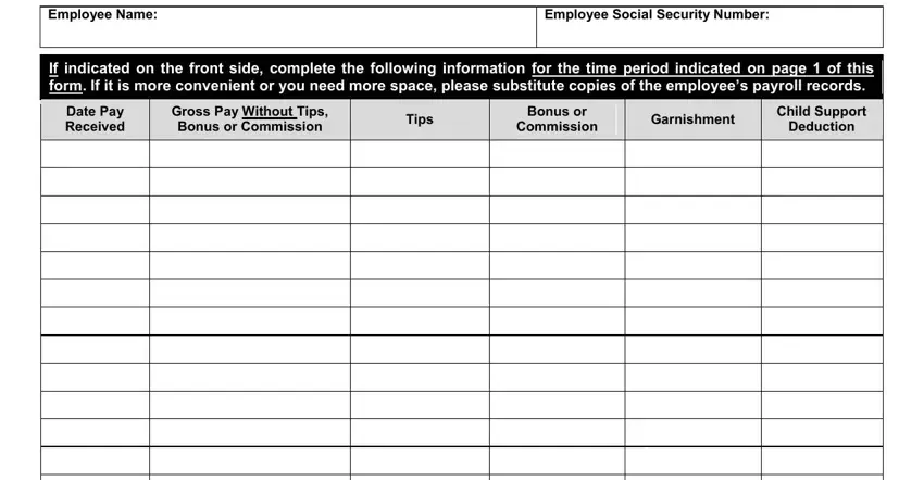 Child Support, Date Pay Received, and Employee Name of hcjfs employment verification form