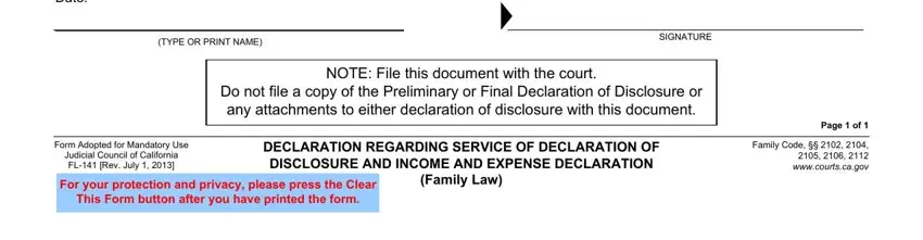 Stage no. 3 in submitting form declaration disclosure