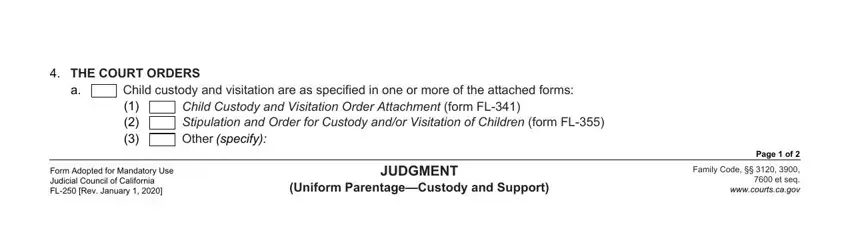 Child custody and visitation are, THE COURT ORDERS, and Uniform ParentageCustody and in 2020 parentage