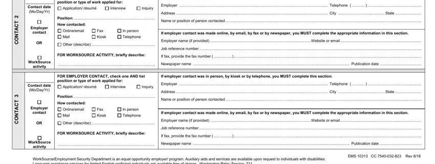 Job Search Logs Form writing process shown (portion 2)