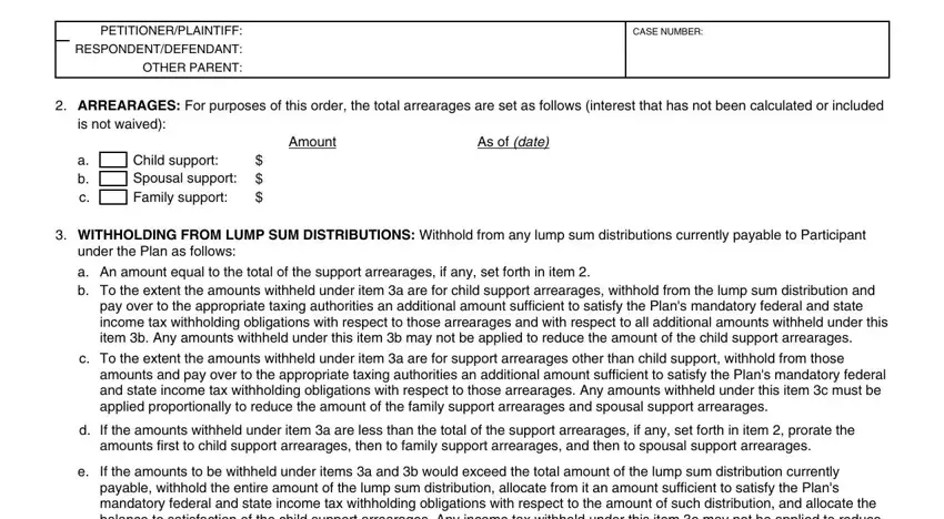 If the amounts withheld under item, Amount, and CASE NUMBER in california fl460 form