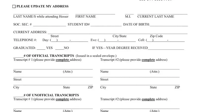 hesser college transcripts request conclusion process described (portion 1)