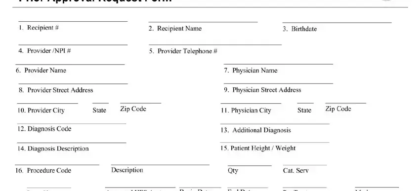 Stage # 1 for filling out form prior approval request