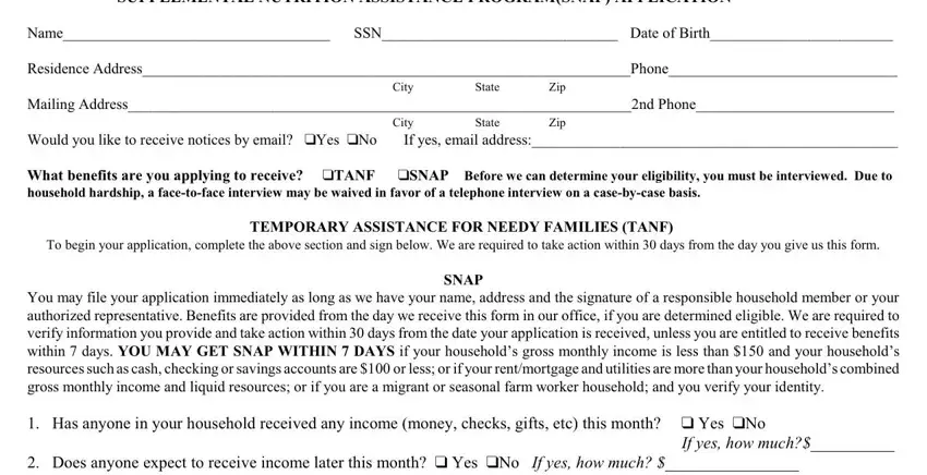 The way to fill out mississippi snap program portion 1