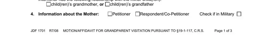 Filling out part 3 of colorado grandparents' rights forms