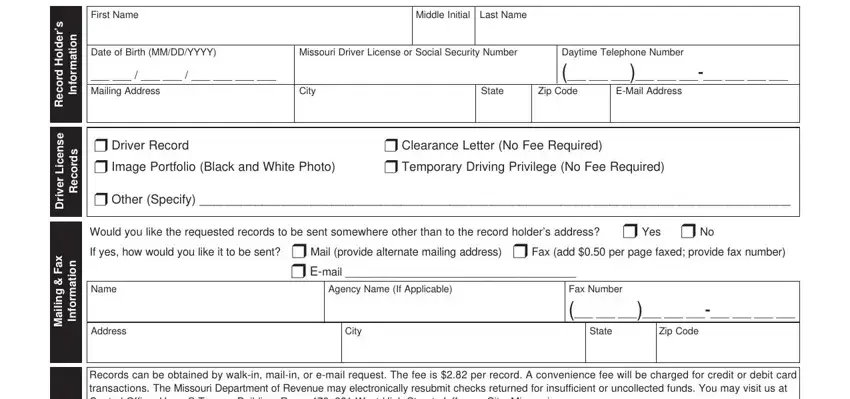 Stage # 1 for filling in Missouri Form 4681
