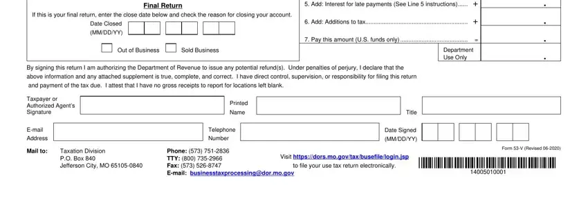 If this is your final return enter, Date Closed, and above information and any attached in missouri 53 use tax form