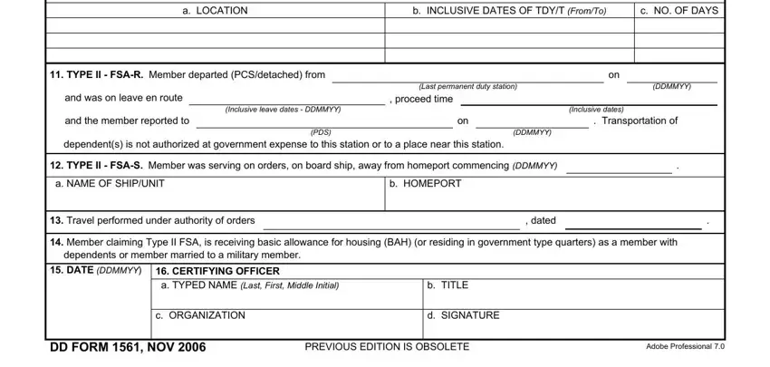 b INCLUSIVE DATES OF TDYT FromTo, DDMMYY, and dependents is not authorized at inside dd form 1561 fillable pdf