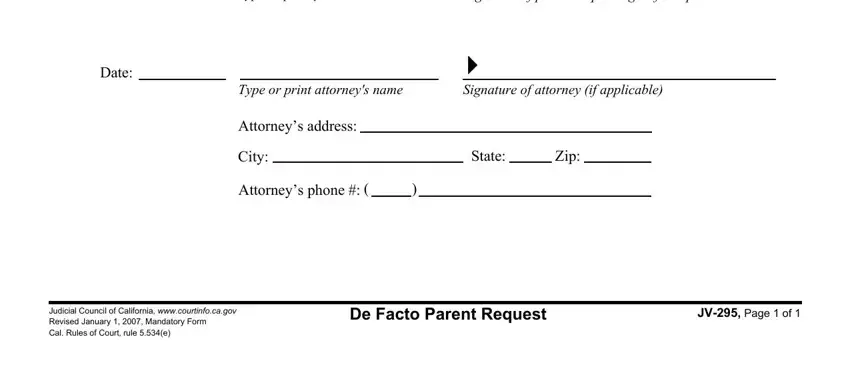 Attorneys address, Attorneys phone, and Zip inside jv 295 form