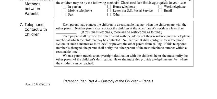 Part # 2 of completing parenting plan template