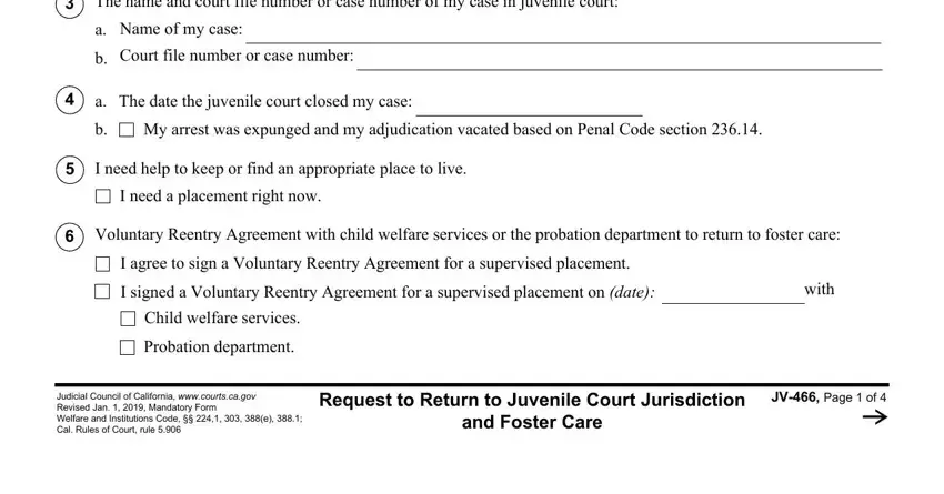 Stage no. 2 of filling out jv 466 juvenile