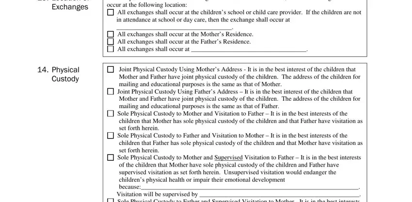 children that Mother has sole, children that Father has sole, and Joint Physical Custody Using of parenting plan template