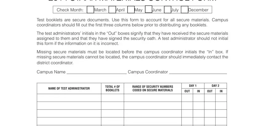 Filling out section 1 of staar materials control form 2021