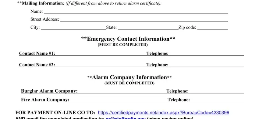 Step number 2 in completing texas alarm permit stafford