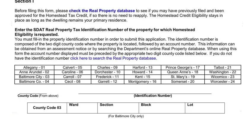 Part # 1 in filling out maryland state property tax credit form