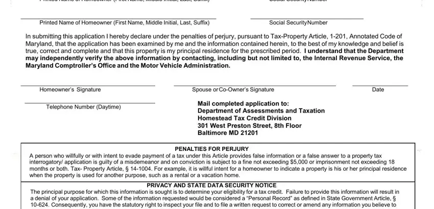 Part number 4 for submitting maryland state property tax credit form