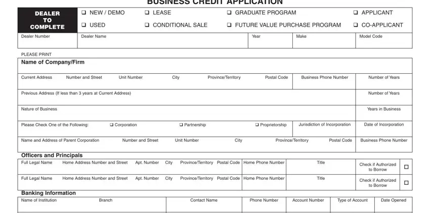 Completing segment 1 of honda financial services business credit application pdf