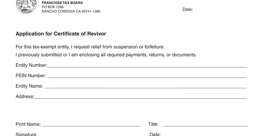 Filling in section 1 of ca form 3557