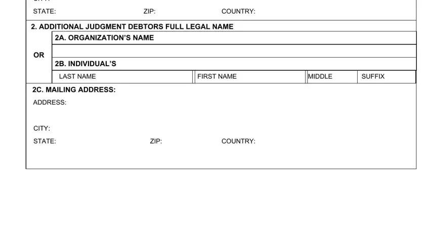 Step number 2 in filling out CREDITOR