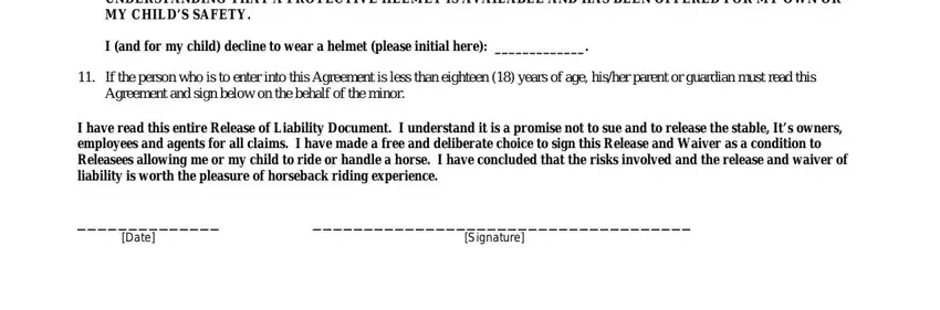 Finishing equestrian liability release form step 2