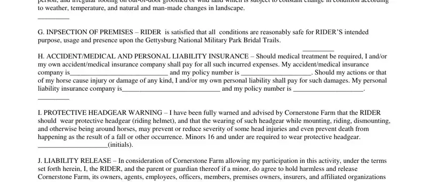 Step # 3 of completing horse riding waiver template