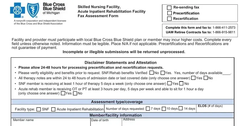 Stage number 1 of completing michigan nursing facility form