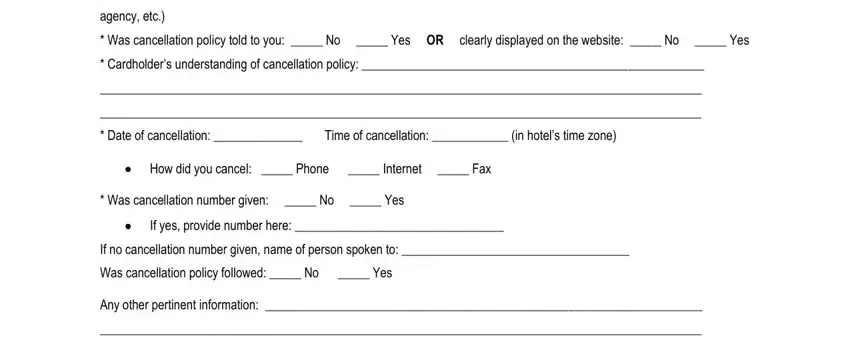 Filling in part 2 in cancellation form
