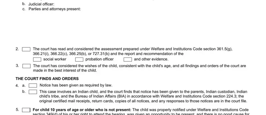 Room, THE COURT FINDS AND ORDERS, and For child  years of age or older inside jv320 form