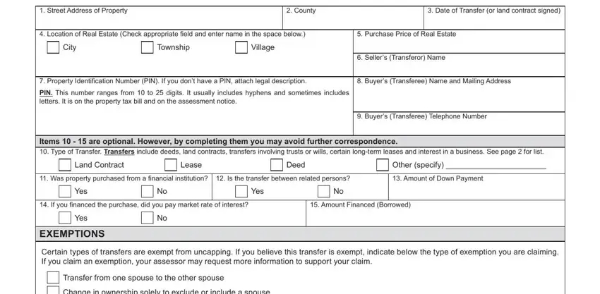 Find out how to fill out michigan property transfer affidavit stage 1