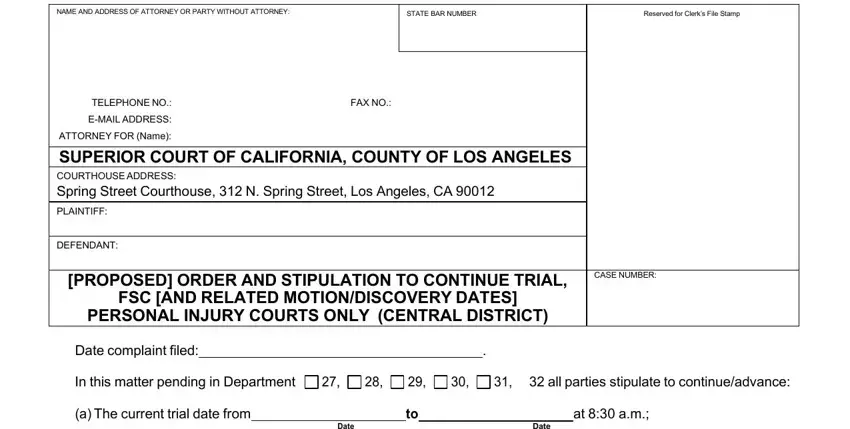 How you can complete stipulation continue trial form stage 1