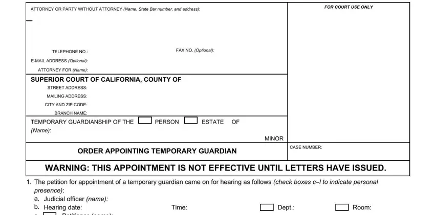 How you can complete california order appointing guardian portion 1