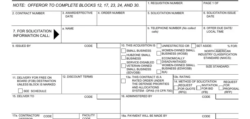 The way to fill out form 1449 stage 1