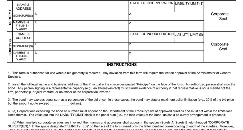 NAME  ADDRESS, SIGNATURES, and LIABILITY LIMIT in cook county bid bond form