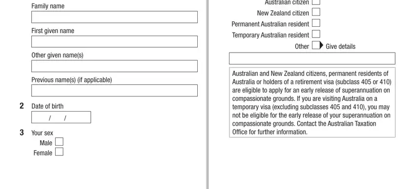 First given name, Temporary Australian resident, and Australian and New Zealand of early release of super
