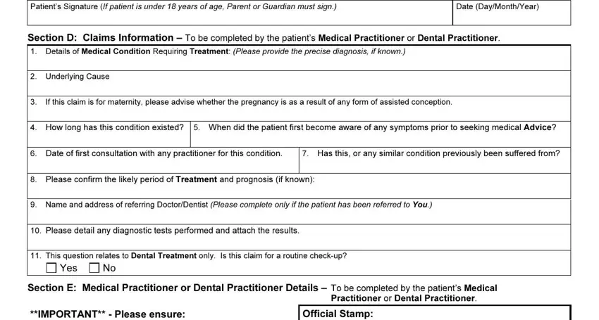 How long has this condition, Patients Signature If patient is, and Please detail any diagnostic in aetna 2020 reimbursement form