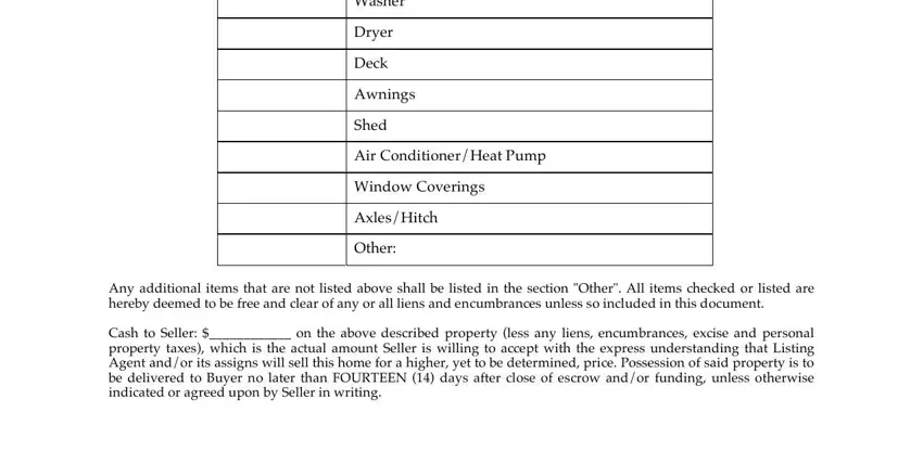 Other, Dryer, and Deck in Mobile Home Listing Agreement Form