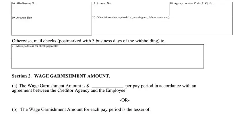ABA Routing No, per pay period in accordance with, and Account Title of fillable form sf 329c