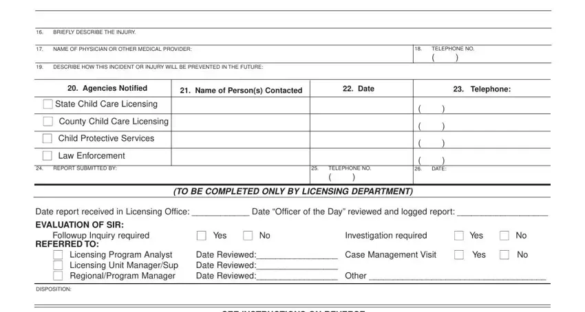 Filling out segment 2 in death incident report