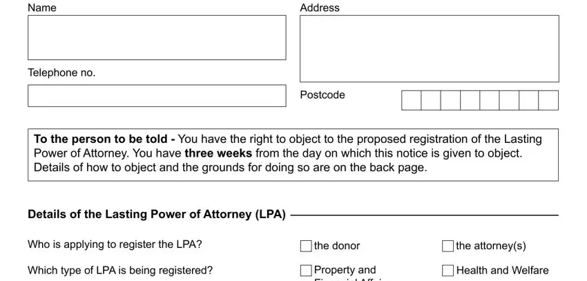 Part no. 1 for filling out lasting power of attorney singapore form