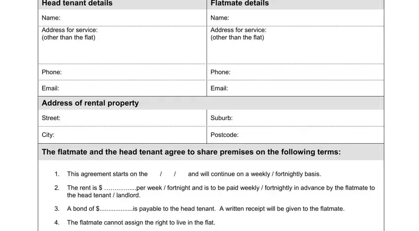 Writing part 1 of flat sharing agreement