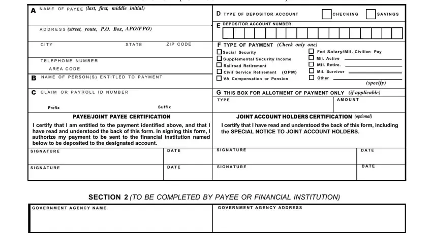 How to fill in government form 1199 207 step 1